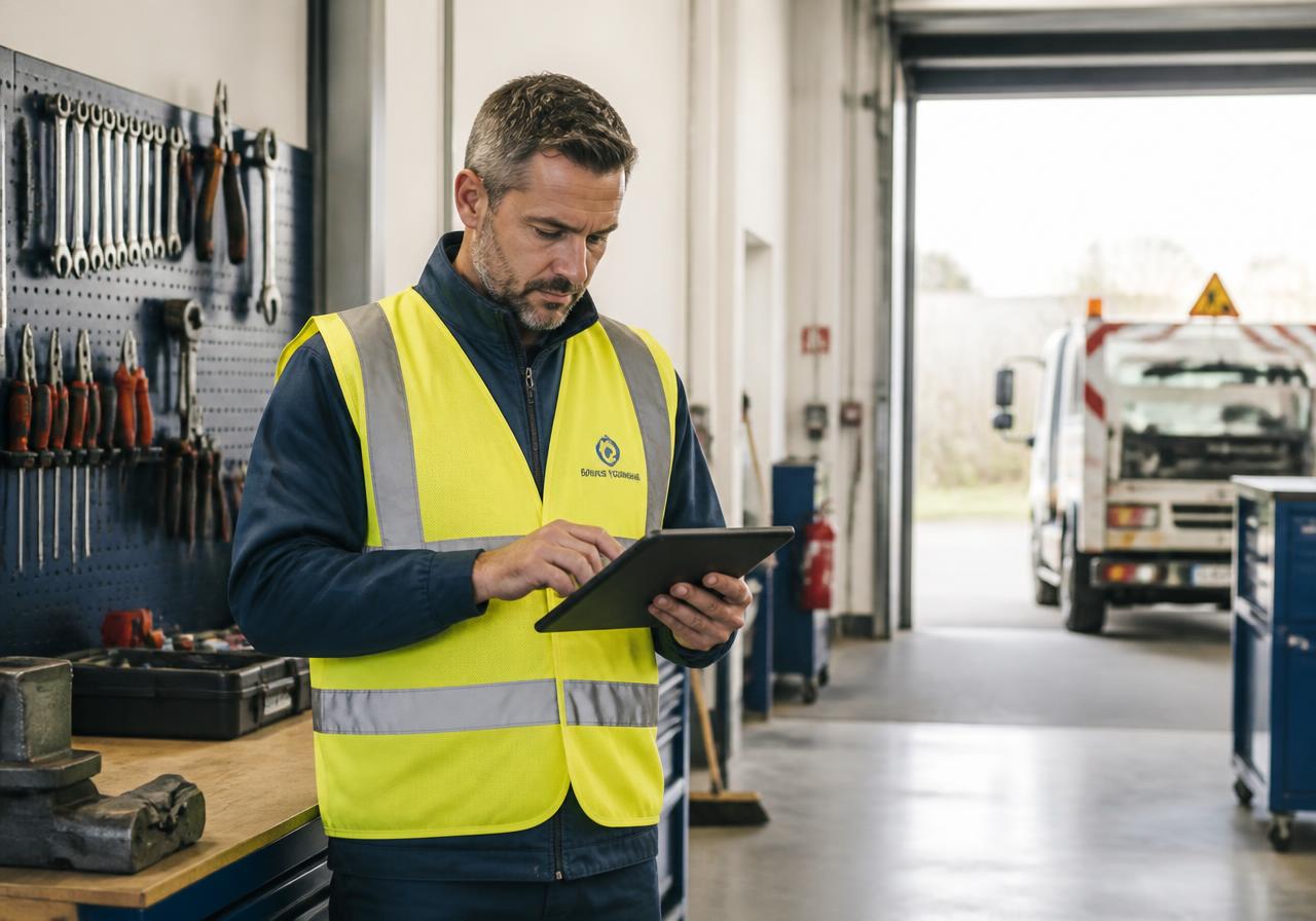 Agent technique signalant une dégradation depuis une tablette